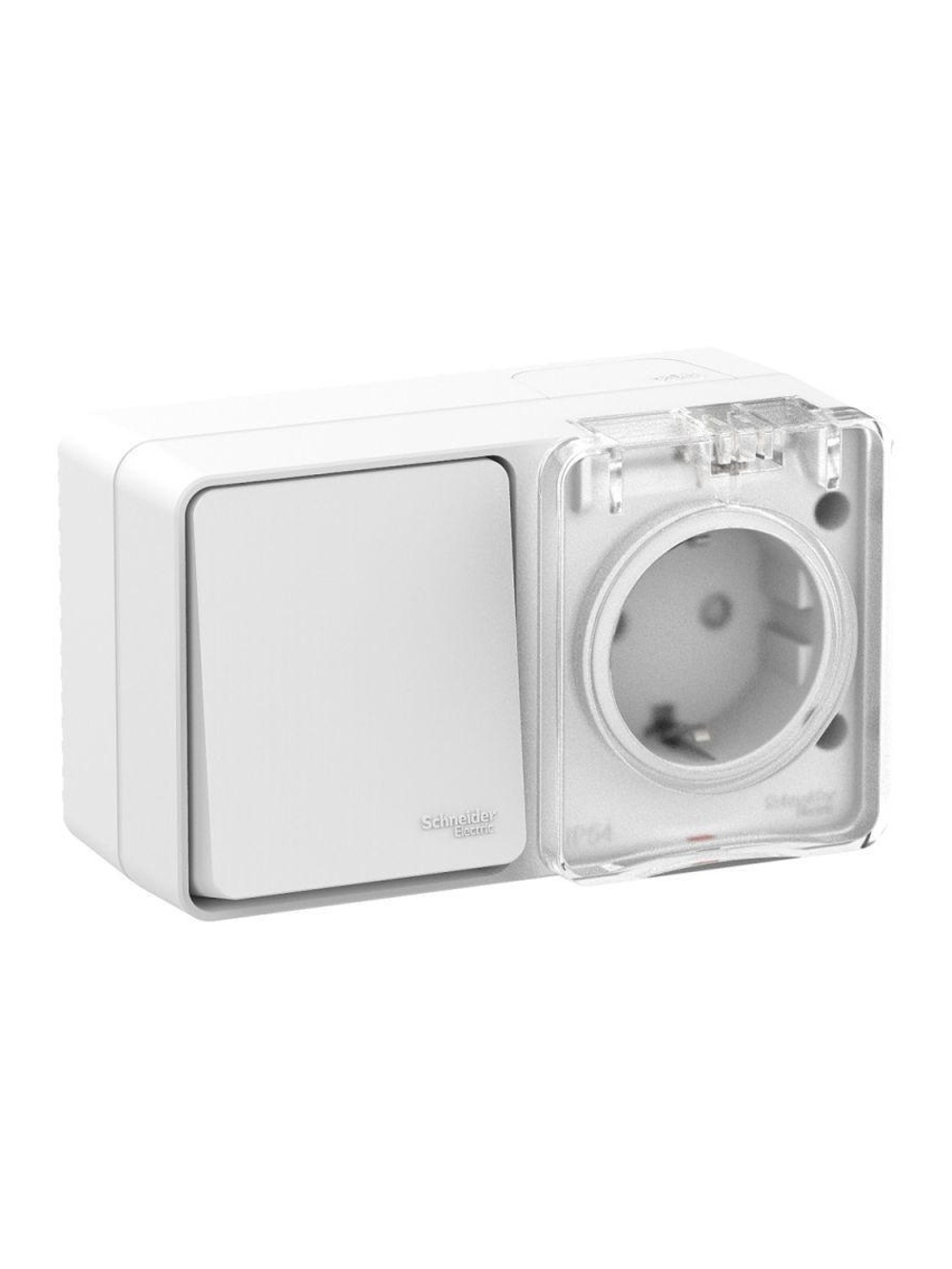 Блок ОП AtlasDesign PROFI IP54 (розетка 1-м 16А заземл. защ. шторки + 1-кл. выключатель 10А) бел. SE ATN540170