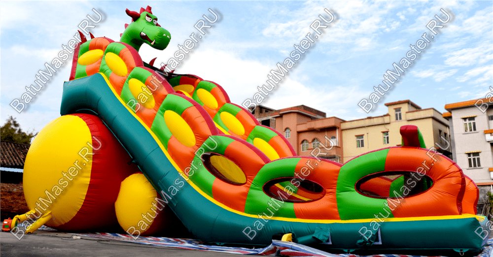 Батут-горка "Дракон 2" без шипов, 14*7*9 м