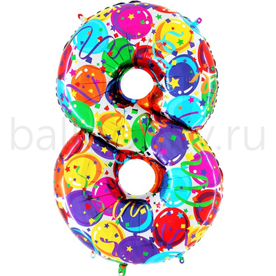 Шар ЦИФРА 8 Разноцветные шары 40" 102 см