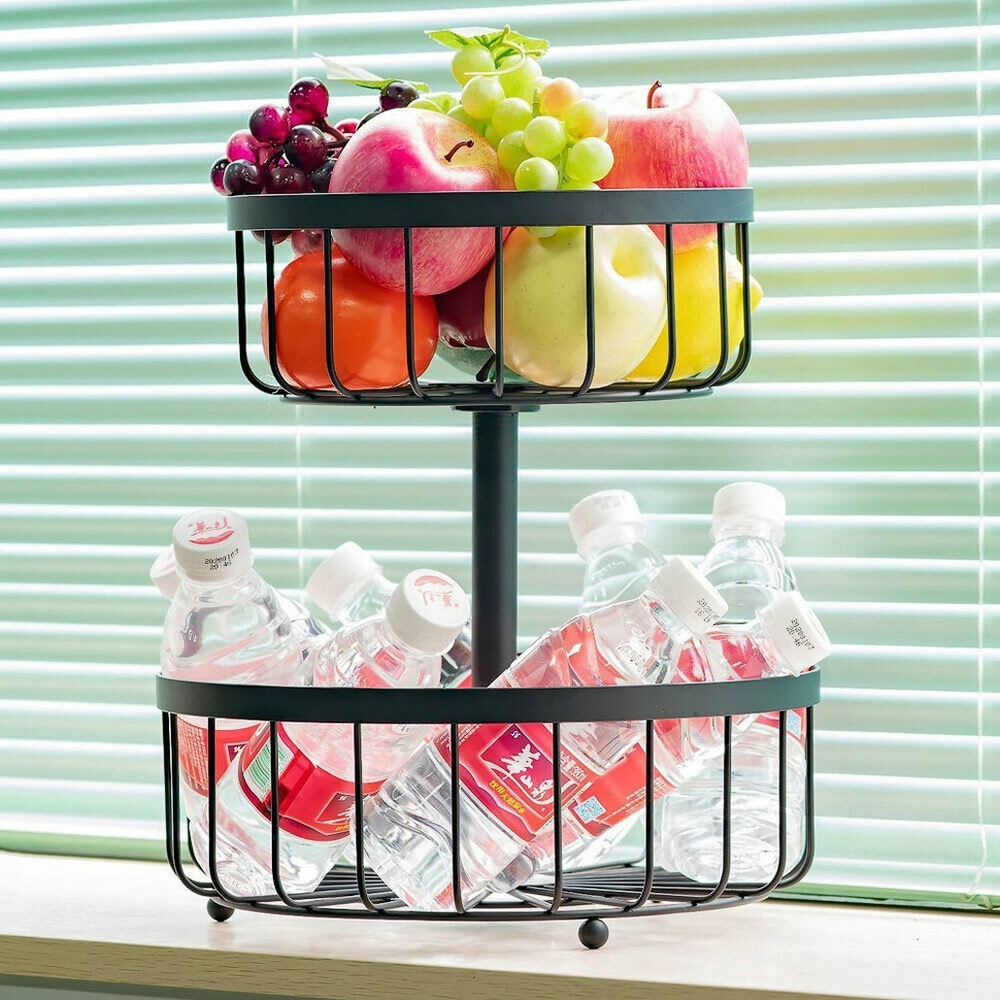 Фруктовница 2-х ярусная металлическая, высота 28,5см (108809)