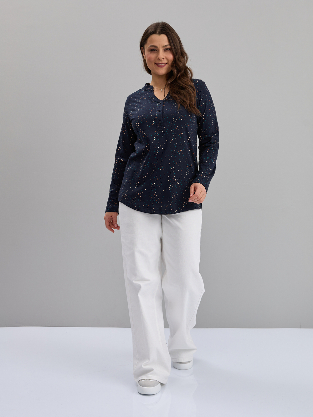 Блузка БЛ-22/синий-квадратики