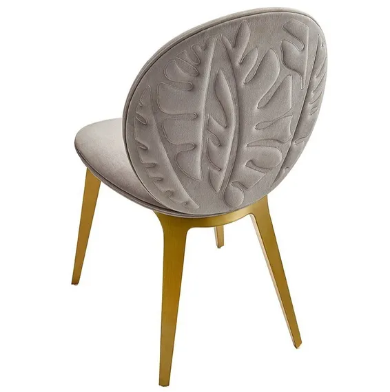Стул Cava серо-бежевый с золотыми ножками