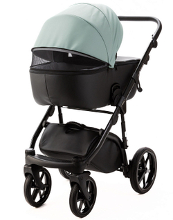 Детская коляска Adamex Nola Deluxe 2 в 1 N-SD103 (СЕРО-ЗЕЛ. КОЖА + ЧЕРН.КОЖА)