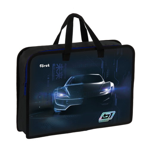 Папка с ручками 1 отделение, А4 "Extra Power", 340*245*75мм, пластик, на молнии, Först