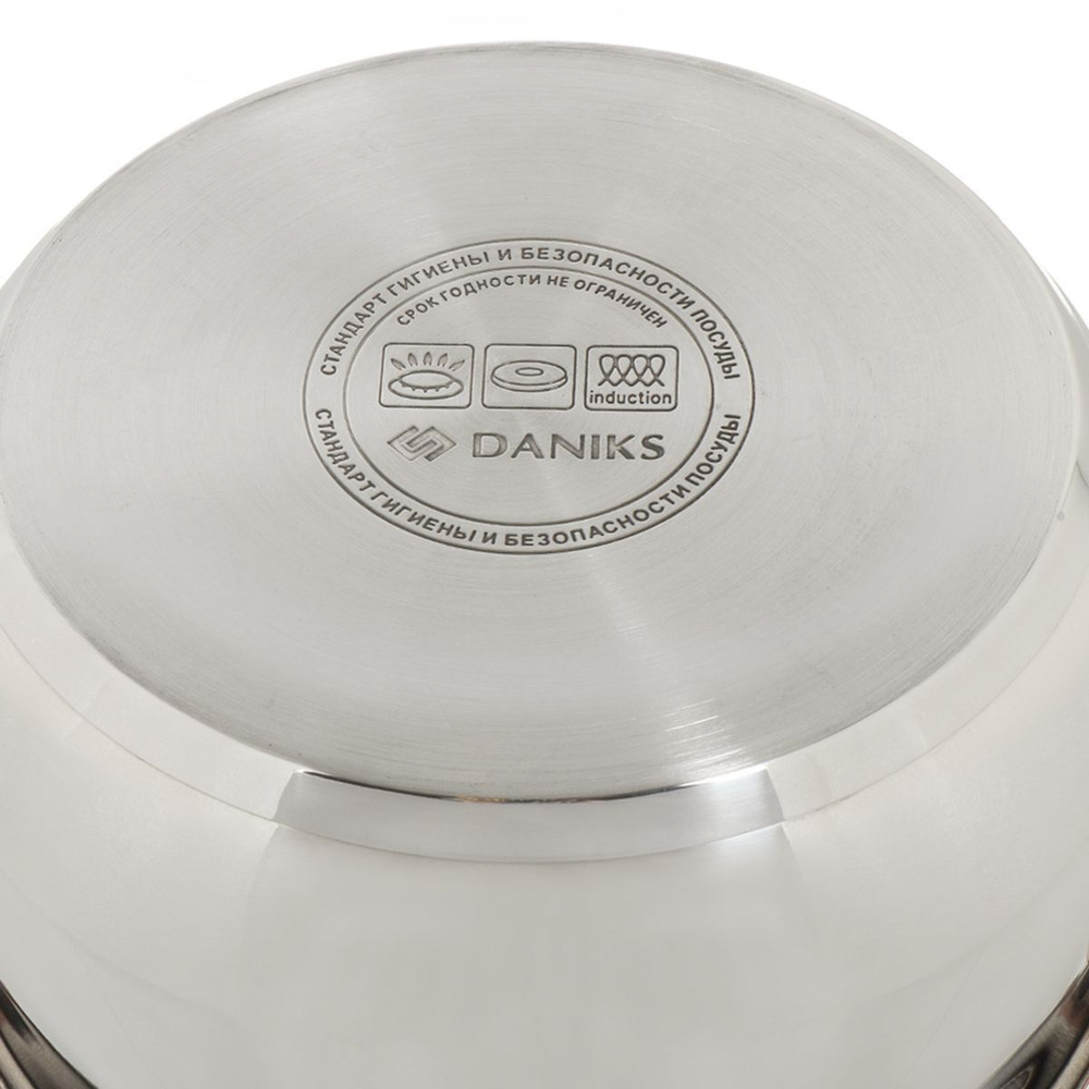 Кастрюля нерж, 4.5 л, крышка стекло, Daniks, Карлин, GS-01332G-22, индукц