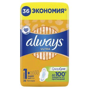 Прокладки Always Ultra Лайт 1 р/3 капли 36 шт/уп