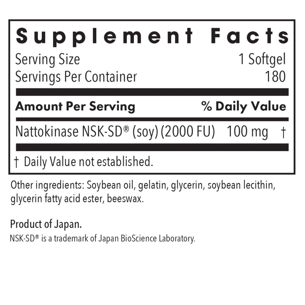 Nattokinase 100 mg - 180 Softgels