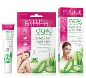 EVELINE Ультраделикатный набор д/депиляции лица и подбородка серии 99% Natural aloe vera: крем д/депиляции 20мл гель после депиляции 2х5мл