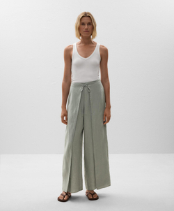 OYSHO Брюки многослойные прямого кроя 100% льняные, бирюзовый