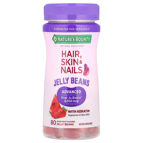 Nature's Bounty, Optimal Solutions®, волосы, кожа и ногти, фруктовое ассорти, 80 мармеладных бобов