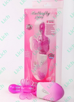 Фиолетовый вибро-ротатор со стимулятором точки G  Порхающая бабочка