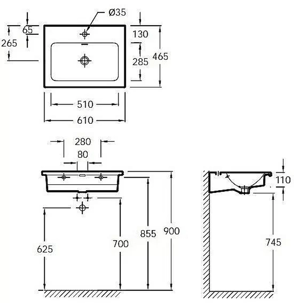 Раковина Jacob Delafon VOX 61 EB2105-DD1 белая