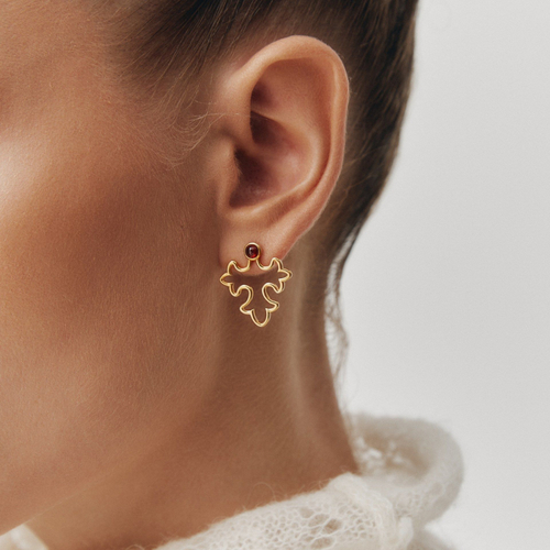 Серьги УЗОР позолота с гранатами