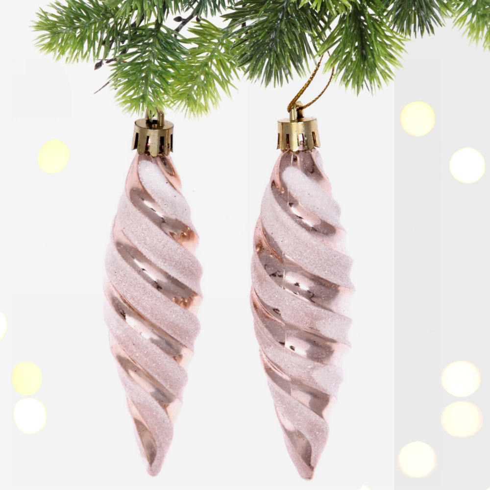 Ёлочные игрушки «Таинственное очарование» Сосульки 10 см (набор 2шт), шампань