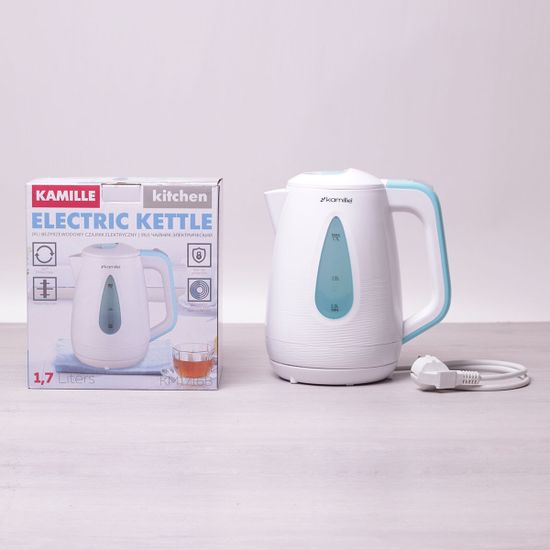 Чайник 1.7 л электрический пластик белый с голубым Kamille KM 1716B