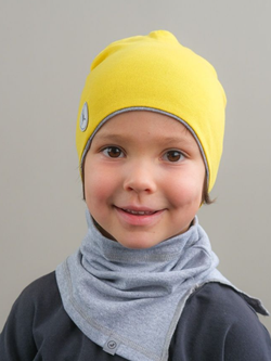 Комплект Шапка трикотажная+снуд (Желтый, Серый меланж) ФЛАЙ