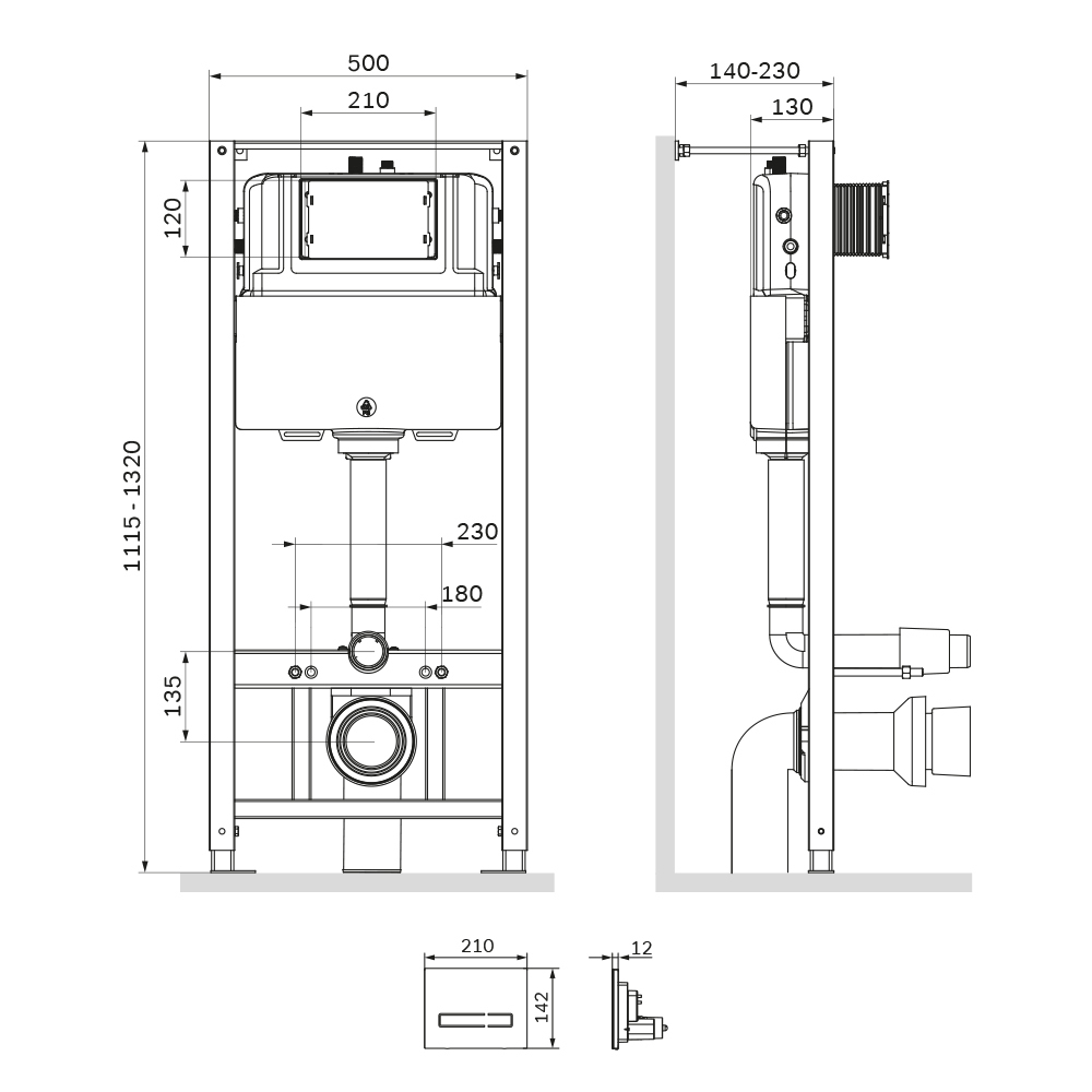 Инсталляция для подвесного унитаза с сенсорной клавишей Touchless Pro AM.PM Pro I012704.50A38 синий, белая, черный глянец