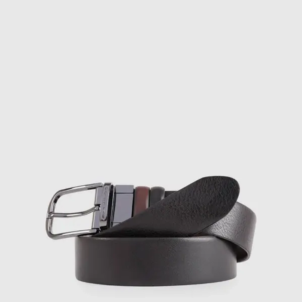 Ремень двусторонний кожаный Piquadro Black Square/Dark brown-black
