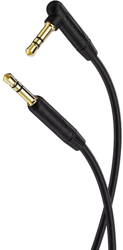Аудио кабель угловой AUX Borofone BL4 3.5мм jack на 3.5мм jack 1 метр чёрный