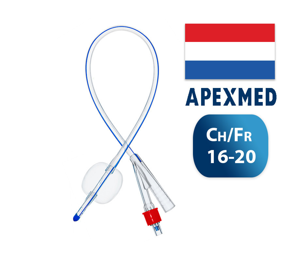 Катетер Фолея силиконовый 2-х ходовой 100% силикон (CH/FR 16-20) Apexmed