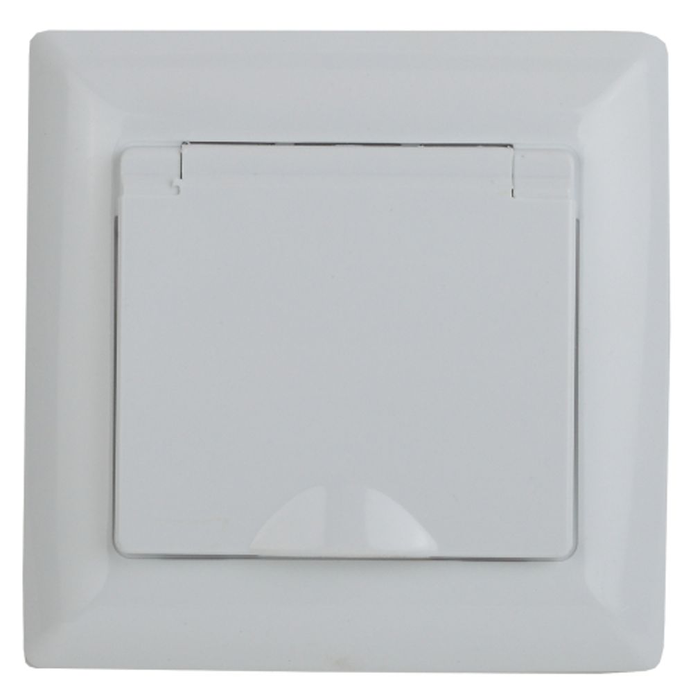 Розетка Intro Solo 4-209-01 2P+E Schuko с крышкой и шторками 16А-250В IP44 СУ белый | Intro Solo