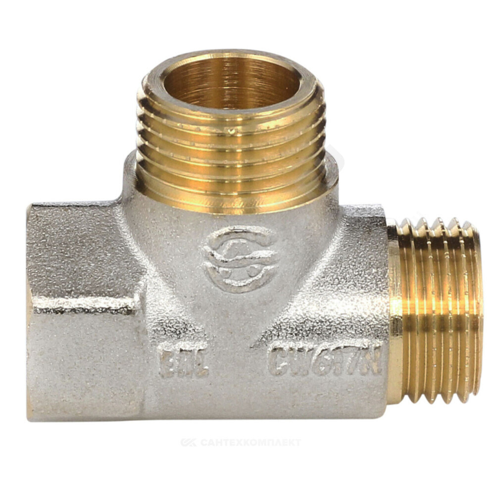 Тройник латунь никель Ду 20 (3/4") ВР/НР/НР Aquasfera 9035-02