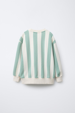 ZARA ВЯЗАНАЯ ТОЛСТОВКА С ПРИНТОМ В ПОЛОСКУ, СИНИЙ