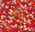 ПП005ДС4 Пайетки круглые плоские, красный прозрачный (с перламутровым AB), размер: 4 мм, 10 грамм