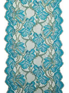 157 Кружево эластичное 19 см, Италия, голубой/олива