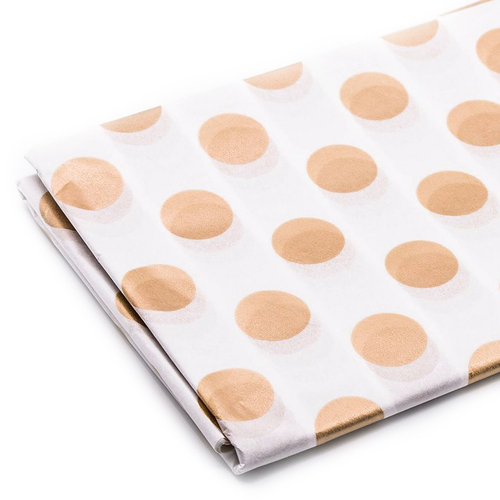 Бумага упаковочная тишью Розовое золото Горох 50*70 см 10 листов