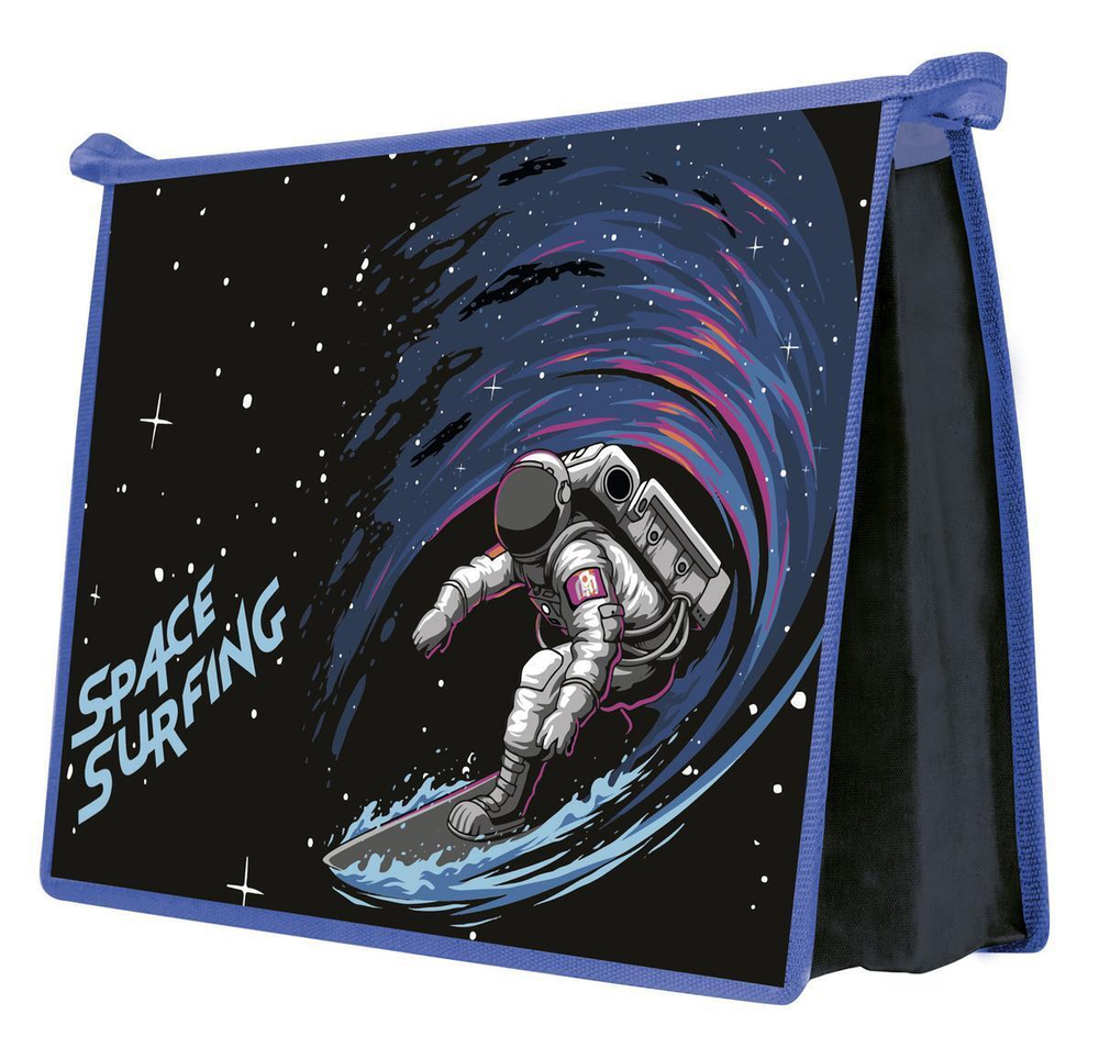 Папка д/тетрадей А4 пластик. молния сверху "Космический серфинг 2023" (Пчелка)