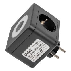 S-GES2-16SBUC BLACK Разветвитель сетевой с выключателем. с-з. 2 гнезда. 2USB+1TYPE C. 16А. 3500Вт. Черный. ТМ Uniel