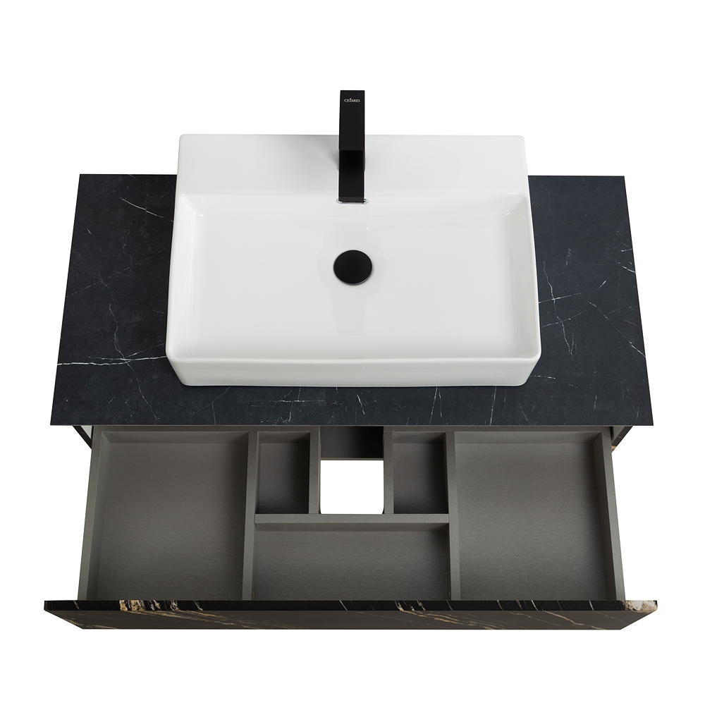 Мебель для ванной со столешницей и накладной раковиной Cezares SLIDER 100 Черный фьюжн SLIDER-1000-1C-SO-NF-P