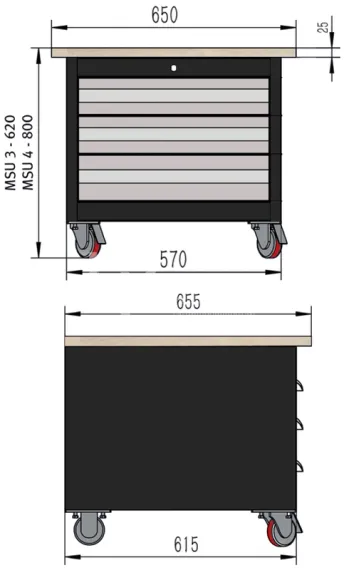Верстак на колёсах Optimum MSU 3