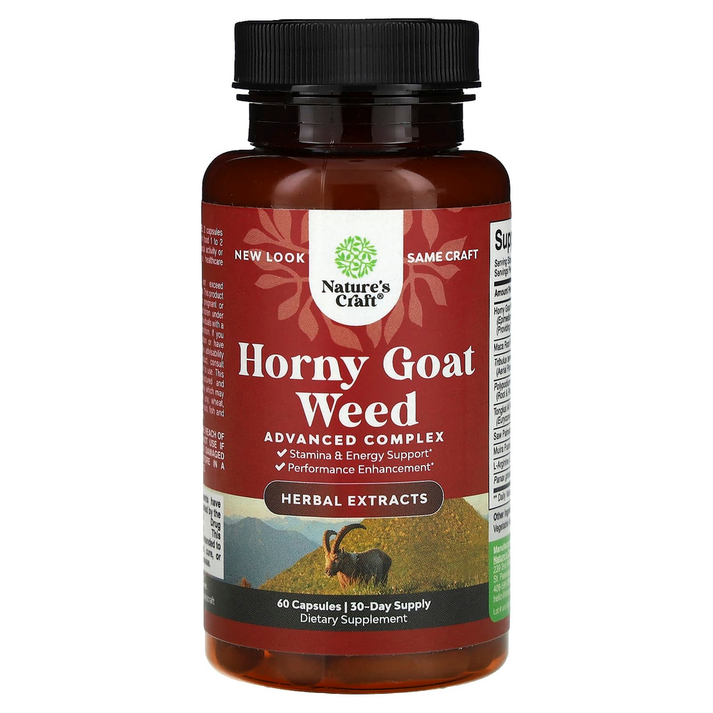 Nature's Craft, Horny Goat Weed, улучшенный комплекс, 60 капсул