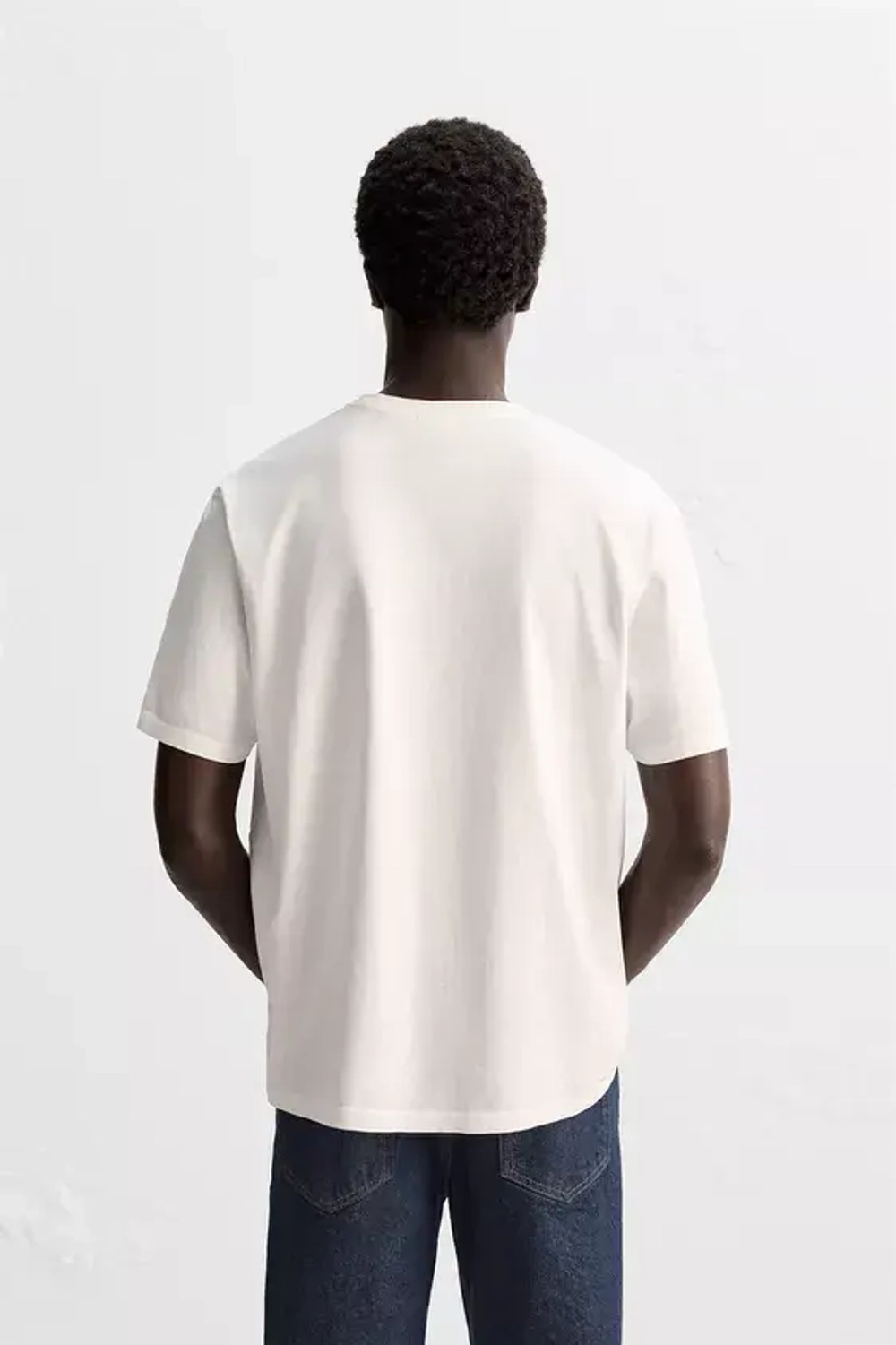 ZARA ФУТБОЛКА MEDIUM WEIGHT, БЕЛЫЙ