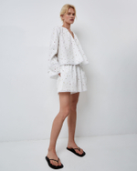 Шорты из смесового хлопка малина белый