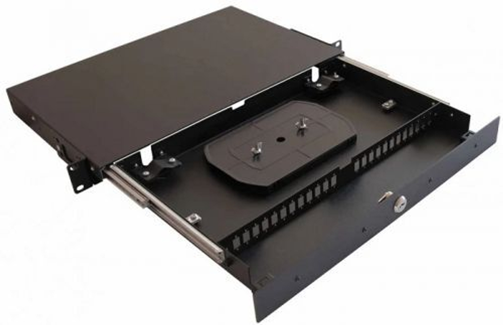Кросс оптический стоечный 19" выдвижной 1U TELCORD КСв-24-1U 24-SC/MM-24-SC/UPC-MM50(OM3)-1-КУ-BK