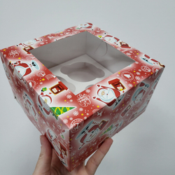 Коробка на 4 капкейка Новогодняя посылка, 16*16*10 см