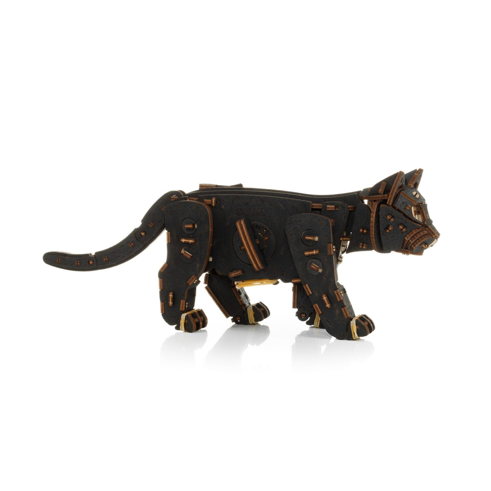 Деревянный конструктор Механический Чёрный котёнок (EWA)