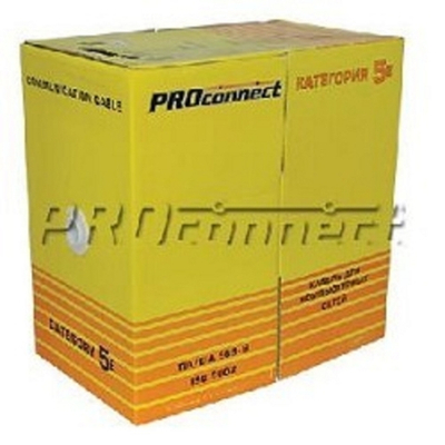 PROconnect (01-0152) Кабель витая пара, F/UTP, CAT 5е, PVC, 4PR, 24AWG, INDOOR, SOLID, серый, 305м