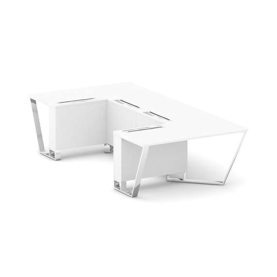 Steel Meet Стол переговорный П-образный MF-PR.B.SP-07P Белый/МДФ Ультраматт Белый Бриллиант/Нержавею