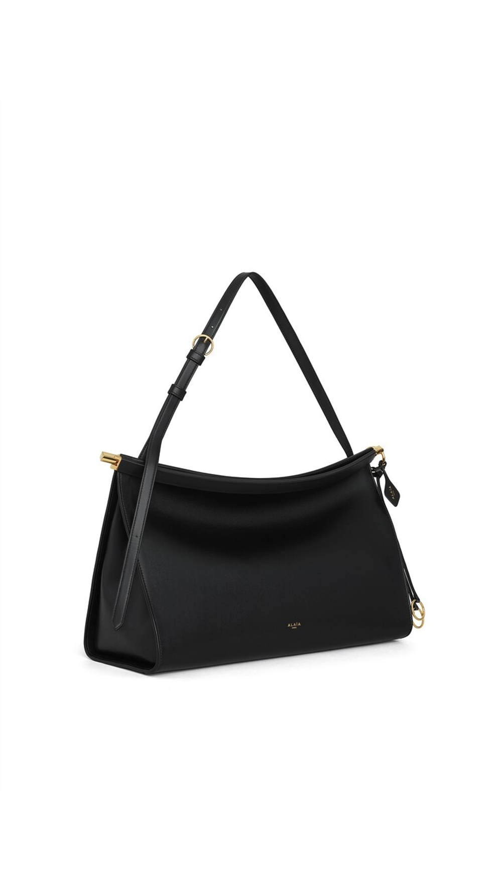 ALAÏA БОЛЬШАЯ СУМКА LE CLICK EAST WEST ИЗ ТЕЛЯЧЬЕЙ КОЖИ, ЧЕРНЫЙ