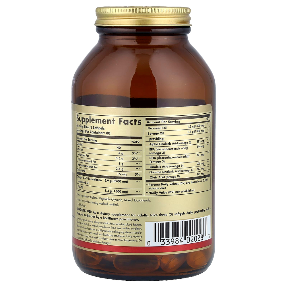 Solgar, омега-3-6-9, 120 капсул