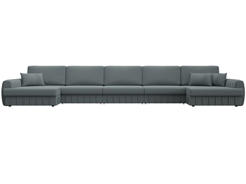 Диван П-образный Лига-057 НПБ МегаЛонг, Амур 07 серый, Рогожка, 129352