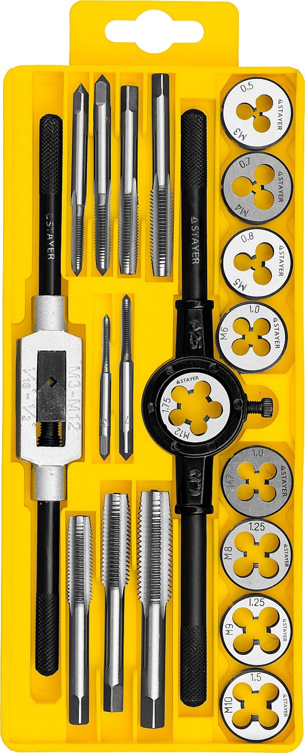 STAYER MaxCut 20 предметов, набор метчиков и плашек, легированная сталь