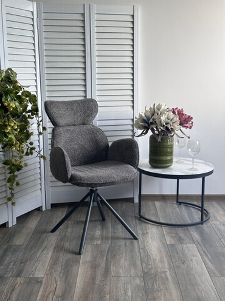 Стул М-City DISAUR Варди (Vardy) поворотный на 360 градусов, темно-серый букле Xd841-16, Серый