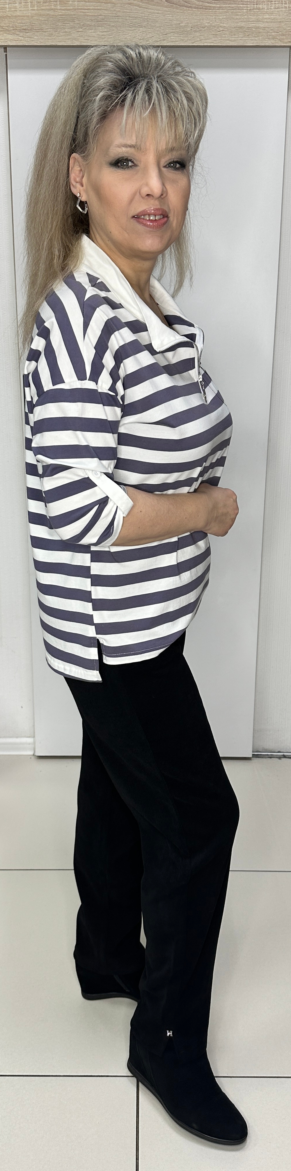 Толстовка-свитшот из хлопка в полоску