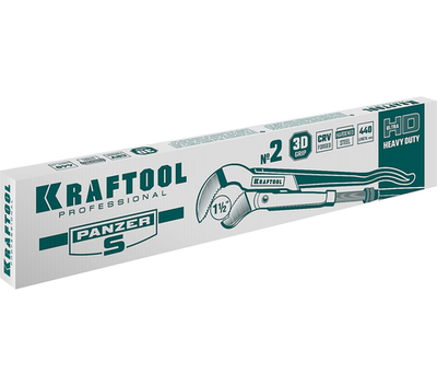KRAFTOOL PANZER-S, №2, 1.5″, 440 мм, трубный ключ с изогнутыми губками (2733-15)