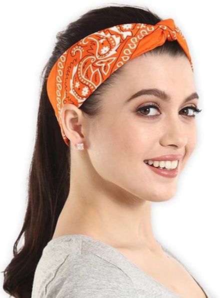 Бандана оранжевая пейсли огурцы